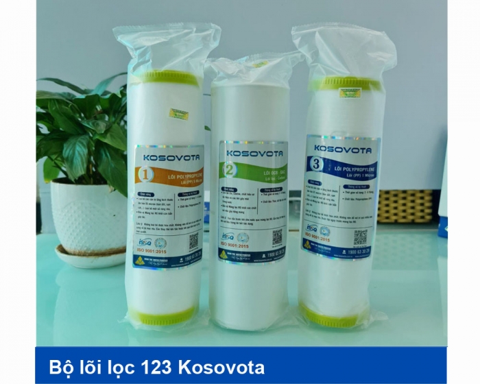 Bộ 3 Lõi lọc nước Kosovota 1,2,3 dùng cho máy lọc nước RO gia đình